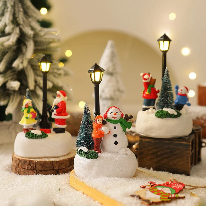 Christmas Figurine Integrated LED Warm Glow Durable Construction