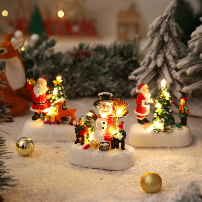 Christmas Figurine Integrated LED Warm Glow Durable Construction