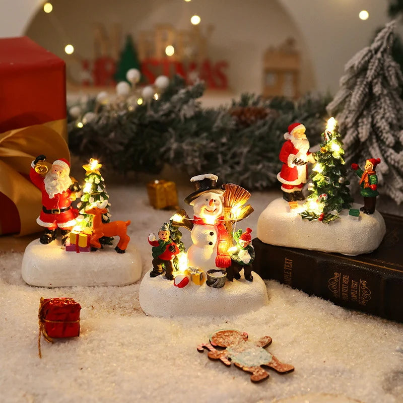 Christmas Figurine Integrated LED Warm Glow Durable Construction