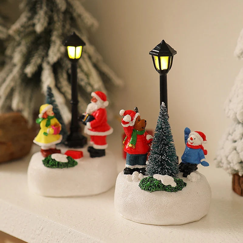 Christmas Figurine Integrated LED Warm Glow Durable Construction