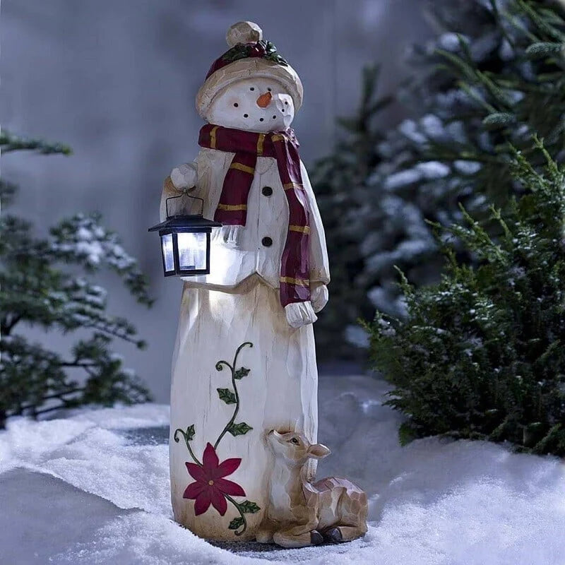 Christmas Figurine LED Lantern All-Weather Resin