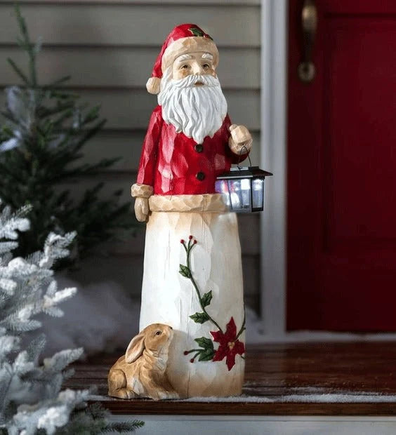 Christmas Figurine LED Lantern All-Weather Resin
