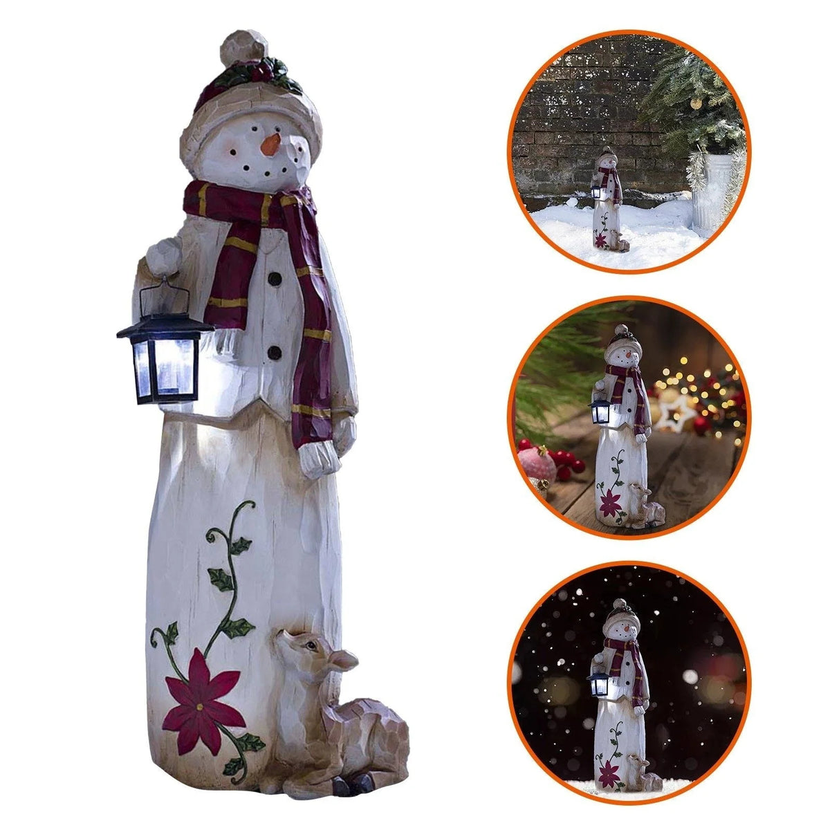 Christmas Figurine LED Lantern All-Weather Resin