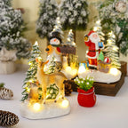 Christmas Figurine LED-Lit Polyresin Stag Scene