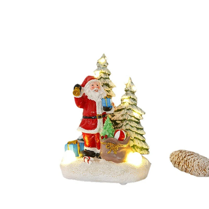 Christmas Figurine LED-Lit Polyresin Stag Scene