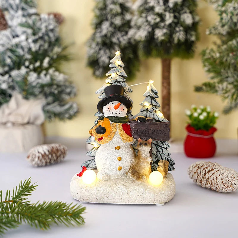 Christmas Figurine LED-Lit Polyresin Stag Scene