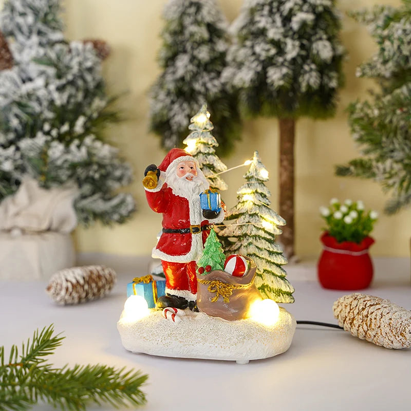Christmas Figurine LED-Lit Polyresin Stag Scene