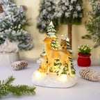 Christmas Figurine LED-Lit Polyresin Stag Scene