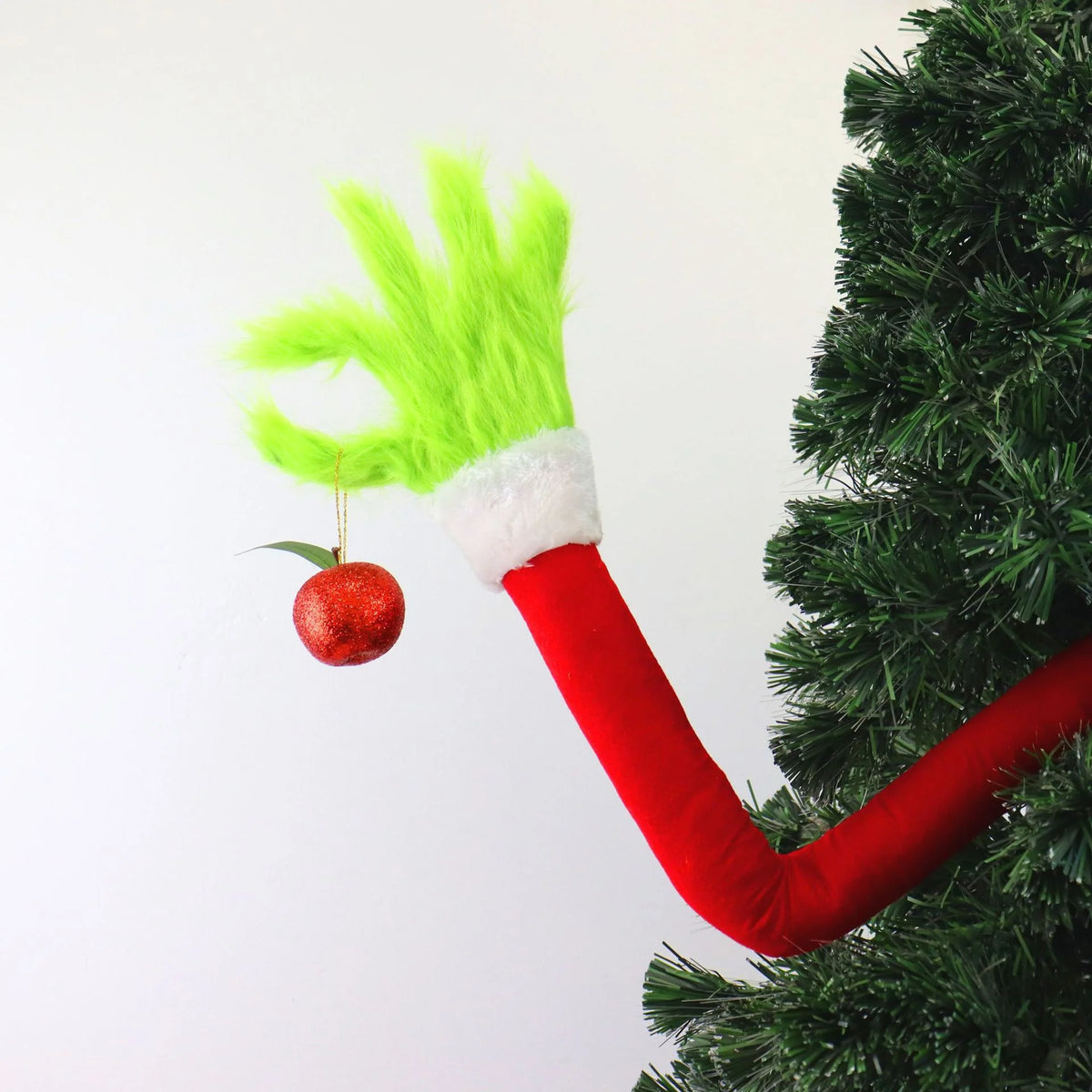 Christmas Figurine Plush Santa Hand Green Faux Fur