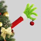 Christmas Figurine Plush Santa Hand Green Faux Fur