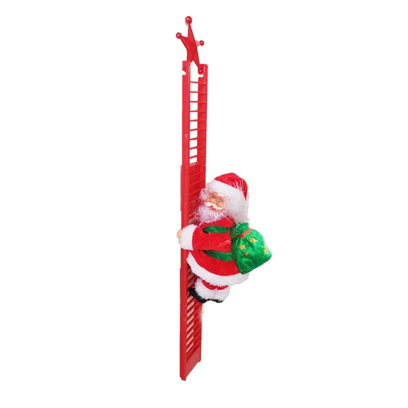 Christmas Figurine Santa Climbing Ladder Whimsical Tabletop