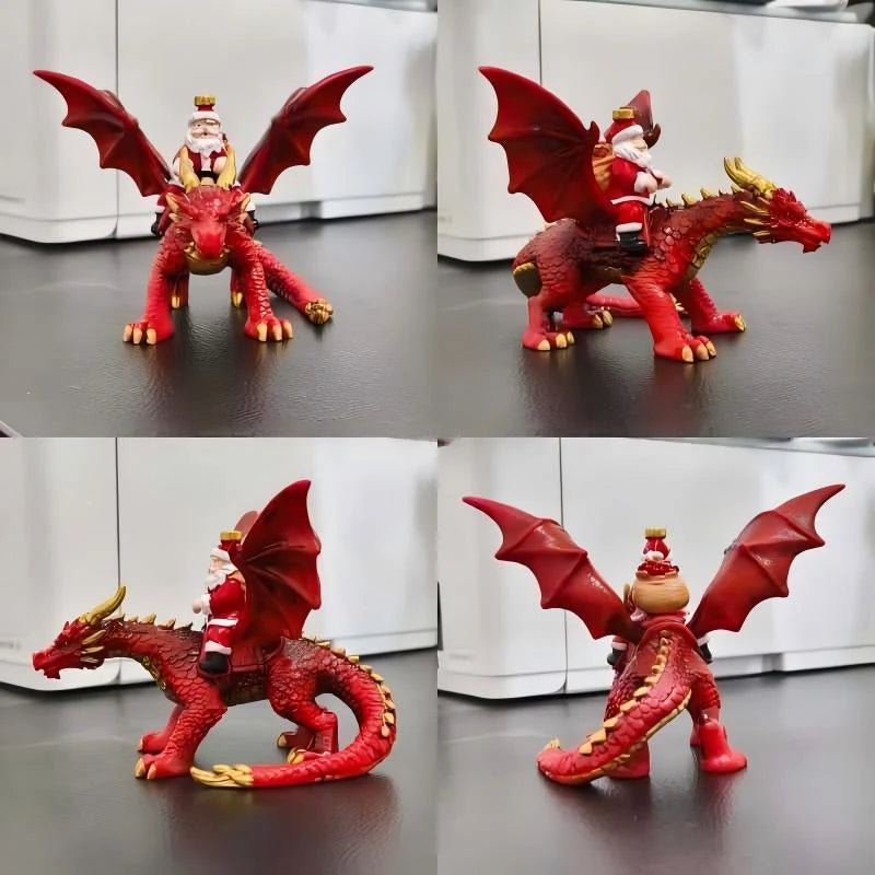Christmas Figurine Santa On Dragon Durable Polyresin
