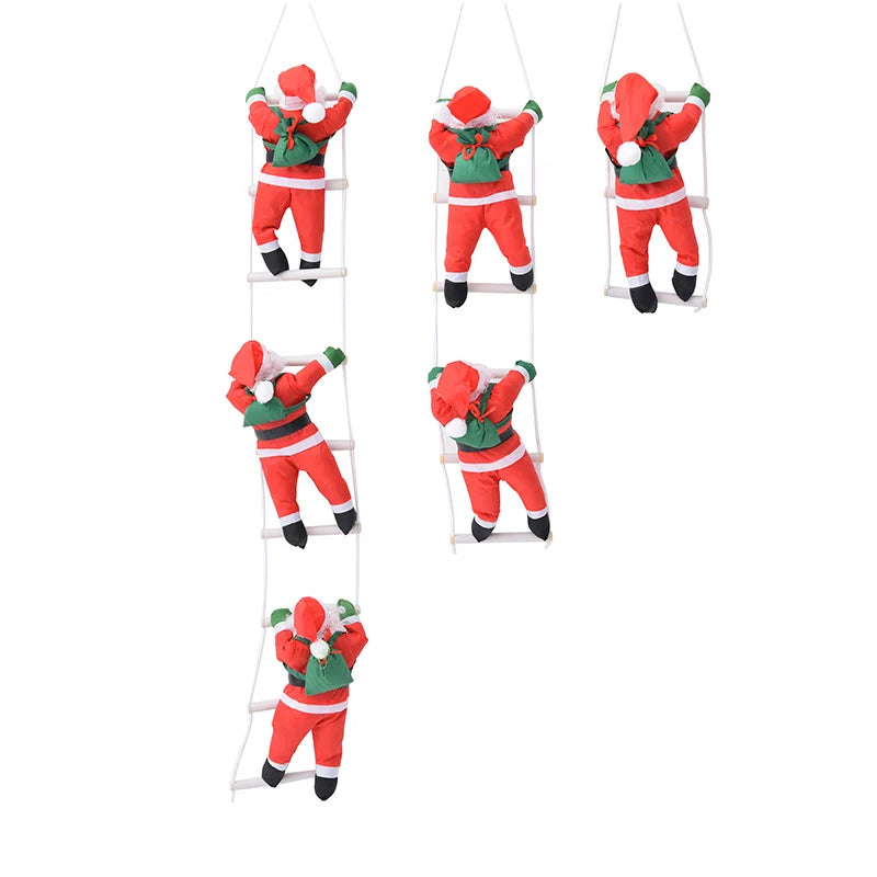 Christmas Figurine Set Embroidered Three Santas 16 Inch