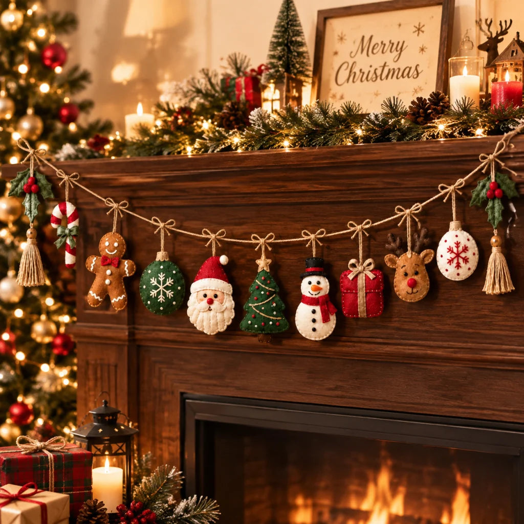 Christmas Garland Handmade Felt Reusable