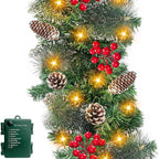Christmas Garland LED Lights Timer Weatherproof
