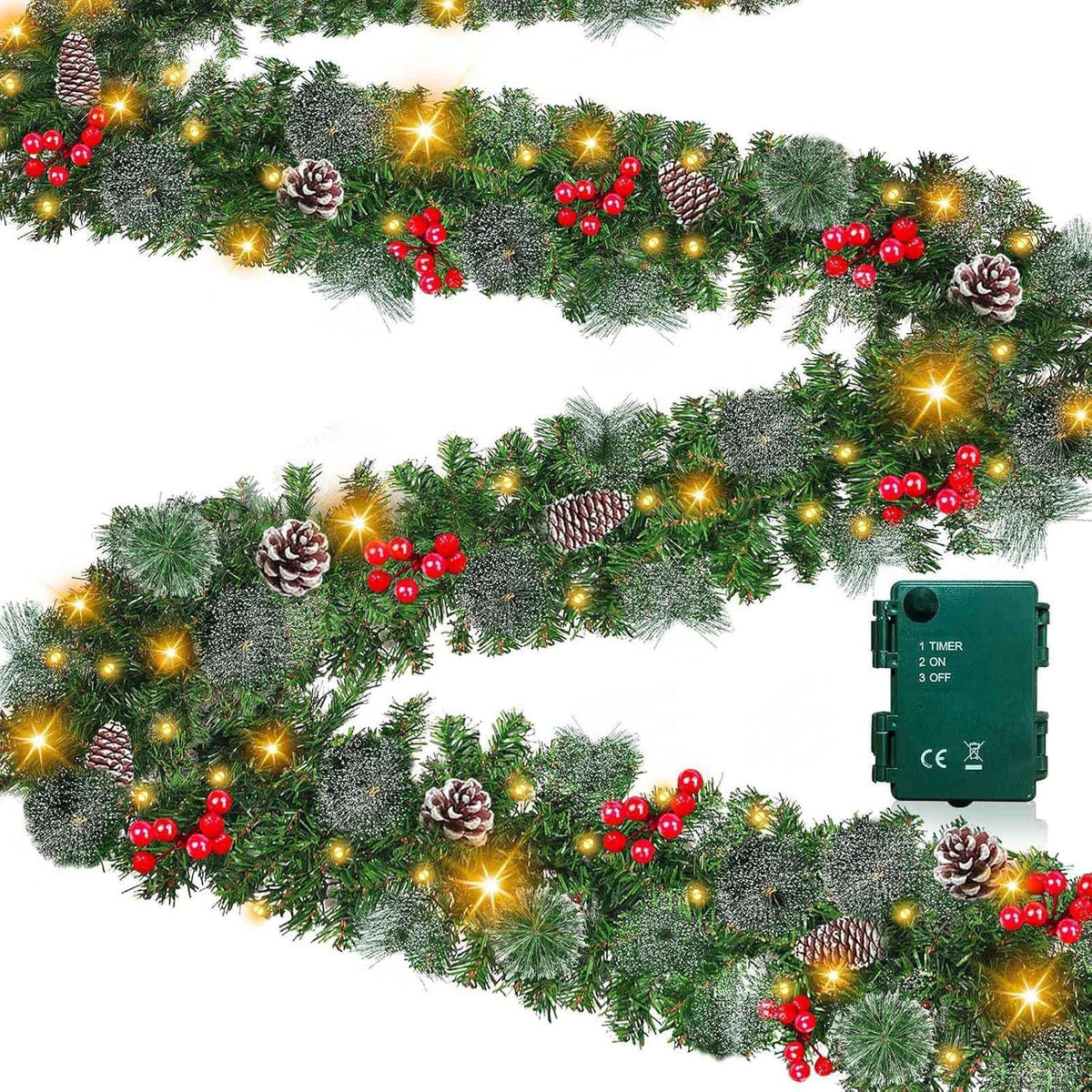 Christmas Garland LED Lights Weatherproof With Timer