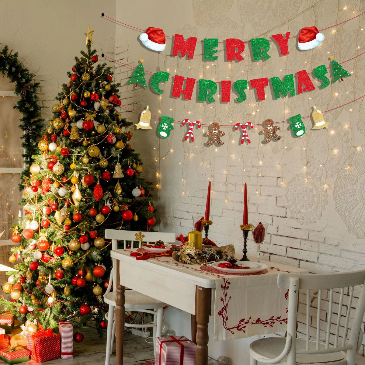 Christmas Garland Sparkling Letters Indoor & Outdoor