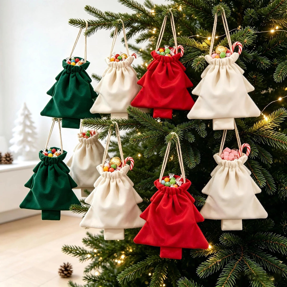 Christmas Gift Bag Tree-Shaped Durable Fabric & Drawstring