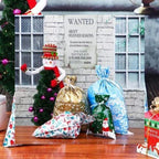 Christmas Gift Bags Laminated Tear-Resistant Drawstring Pack of 15