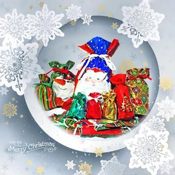 Christmas Gift Bags Laminated Tear-Resistant Drawstring Pack of 15