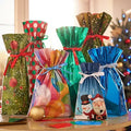 Christmas Gift Bags Reusable Laminated Drawstring Set of 15
