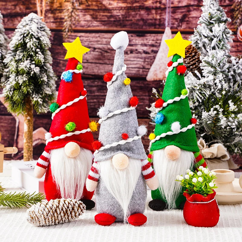 Christmas Gnome Gray Hat Long White Beard