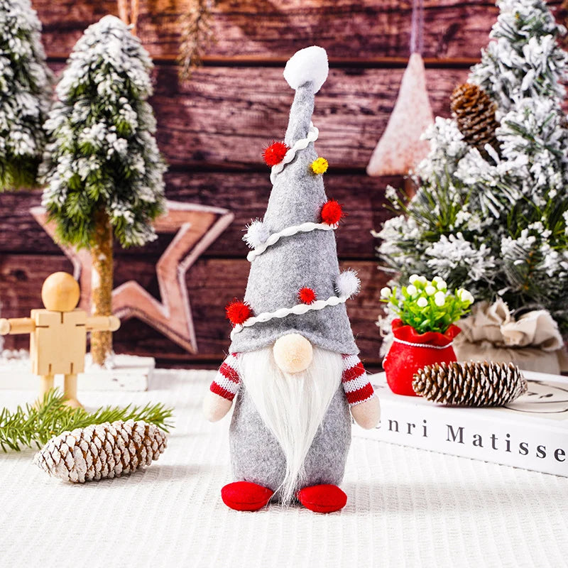 Christmas Gnome Gray Hat Long White Beard