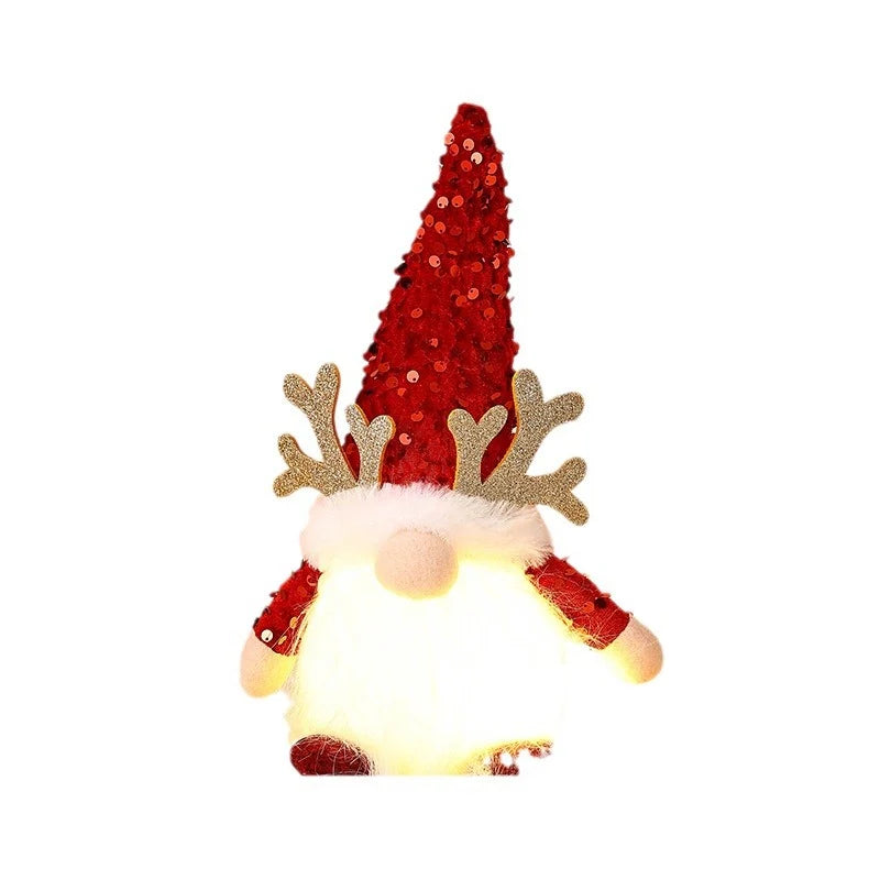 Christmas Gnome LED Light Plush Beard & Glitter Hat