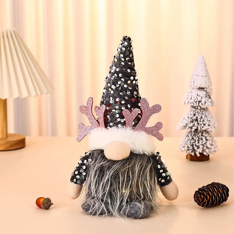 Christmas Gnome LED Light Plush Beard & Glitter Hat