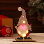 Christmas Gnome LED-Lit Wood Base & Plush Beard