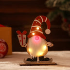 Christmas Gnome LED-Lit Wood Base & Plush Beard