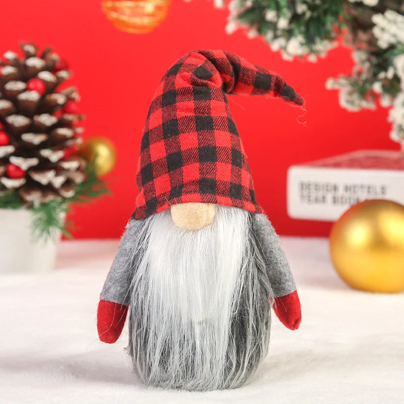 Christmas Gnome Plush Checkered Hat