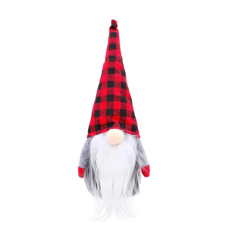 Christmas Gnome Plush Checkered Hat