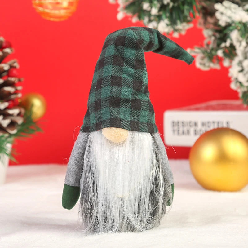 Christmas Gnome Plush Checkered Hat