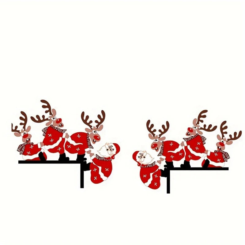 Christmas Hanging Decor Santa & Reindeer Easy Hang
