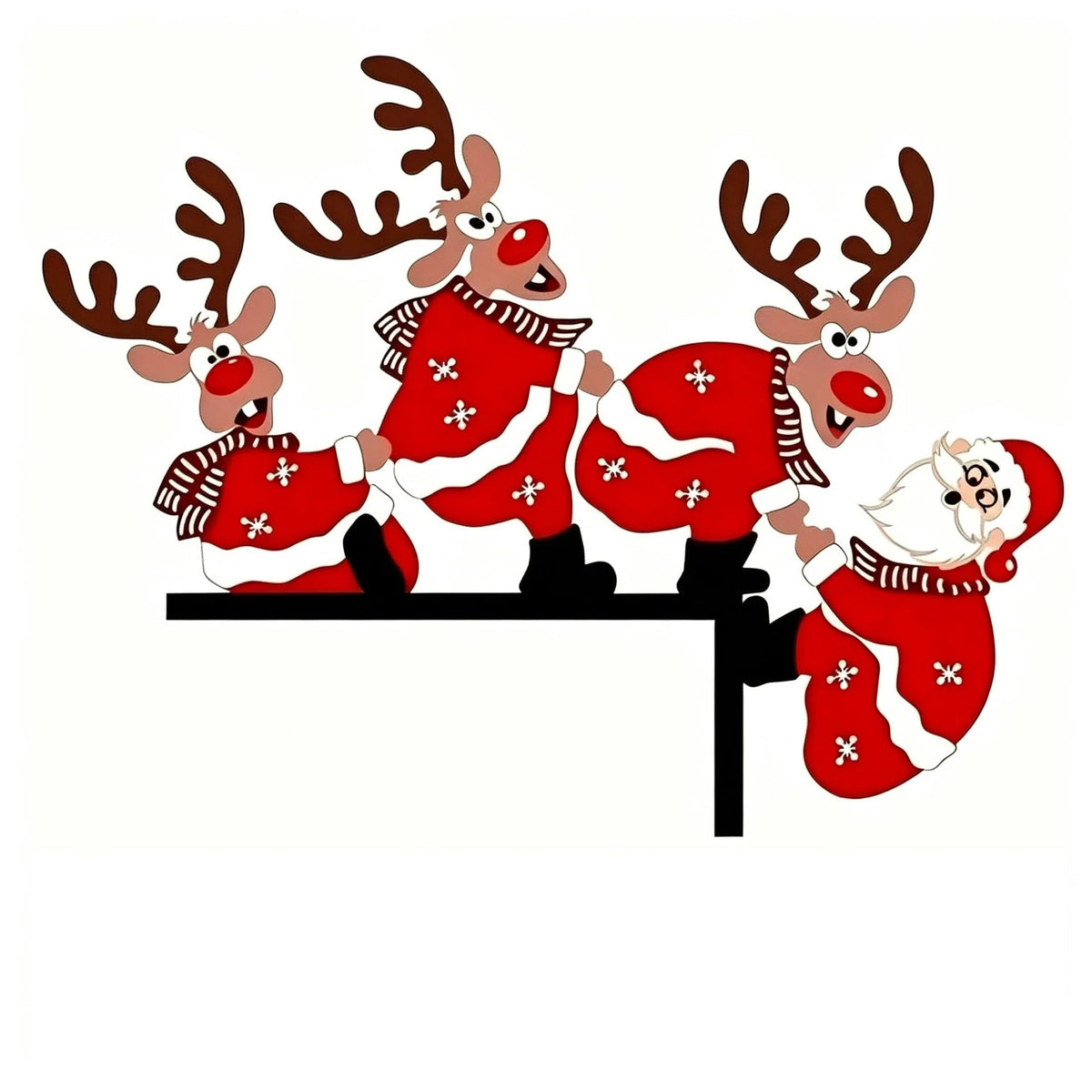 Christmas Hanging Decor Santa & Reindeer Easy Install
