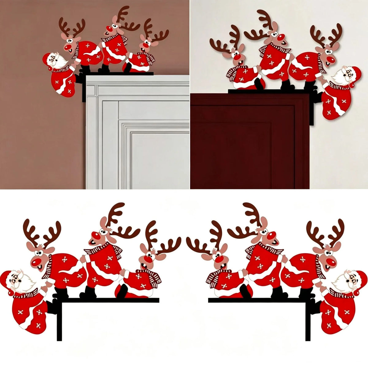Christmas Hanging Decor Santa & Reindeer Easy Install