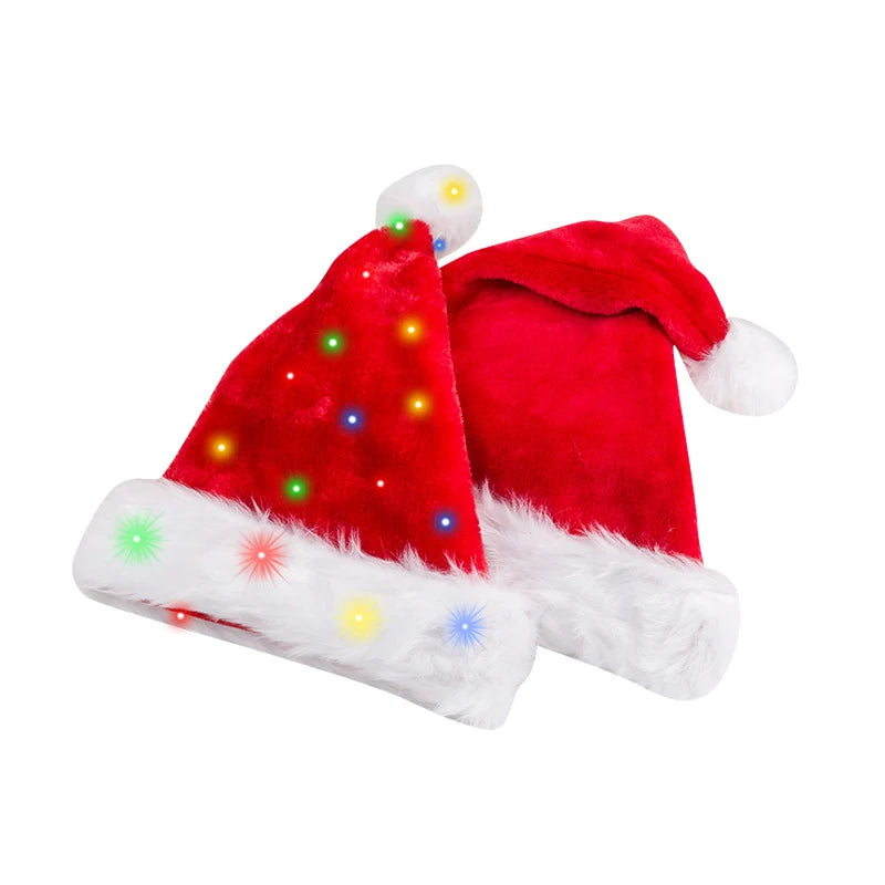 Christmas Hat LED Light-Up Plush With Faux Fur Trim