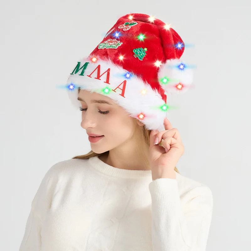 Christmas Hat LED Lights & Appliques One Size