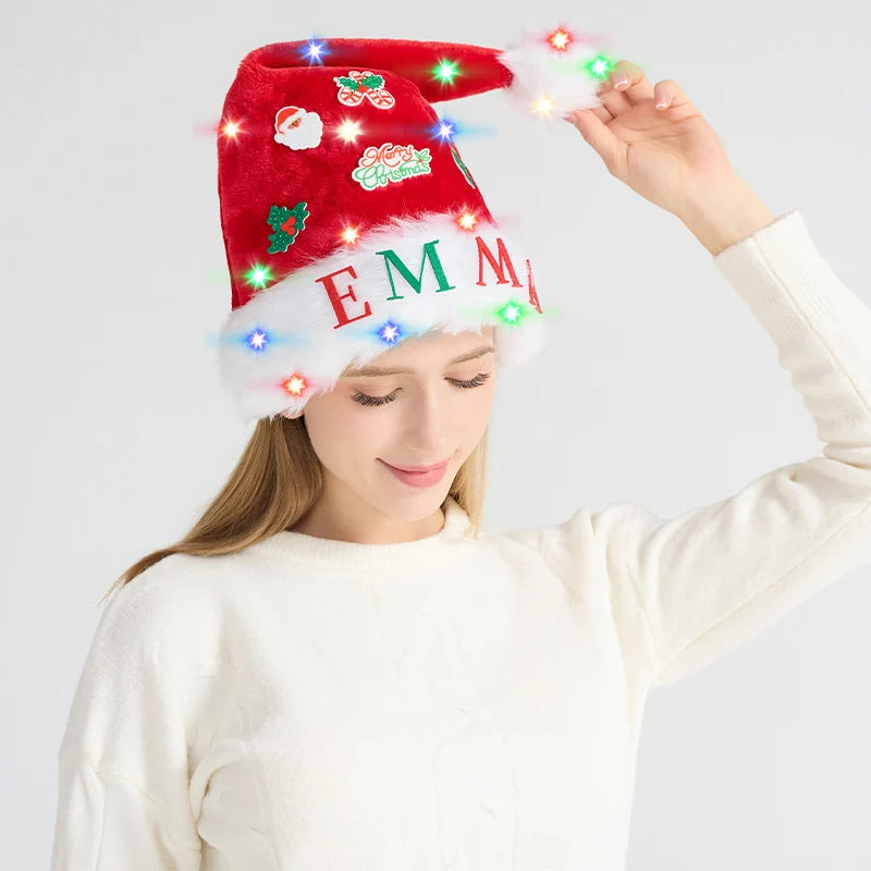 Christmas Hat LED Lights & Appliques One Size