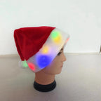 Christmas Hat Plush Light-Up White Pom-Pom