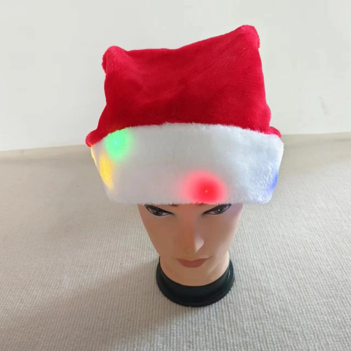 Christmas Hat Plush Light-Up White Pom-Pom