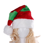Christmas Hat Plush Trim Flexible Fit Red & Green