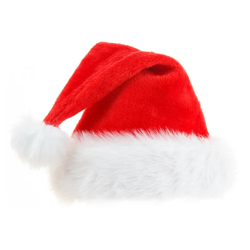 Christmas Hat Red Fleece Faux Fur Trim