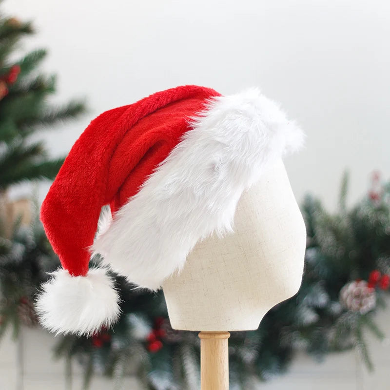 Christmas Hat Red Fleece Faux Fur Trim