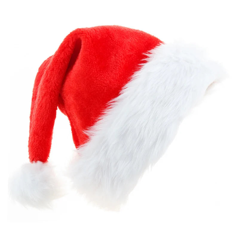 Christmas Hat Red Fleece Faux Fur Trim