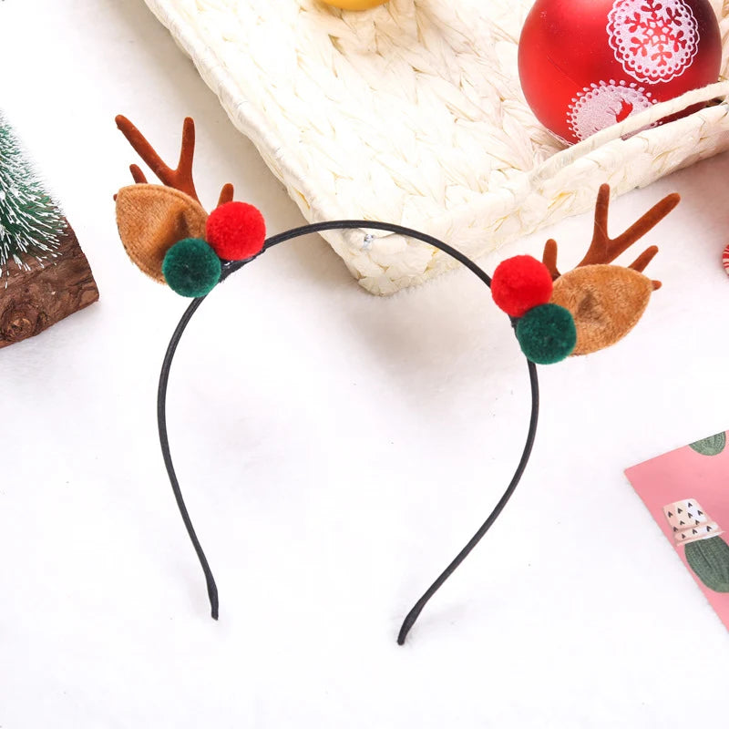 Christmas Hat Reindeer Antlers & Pom-Poms Soft Plush