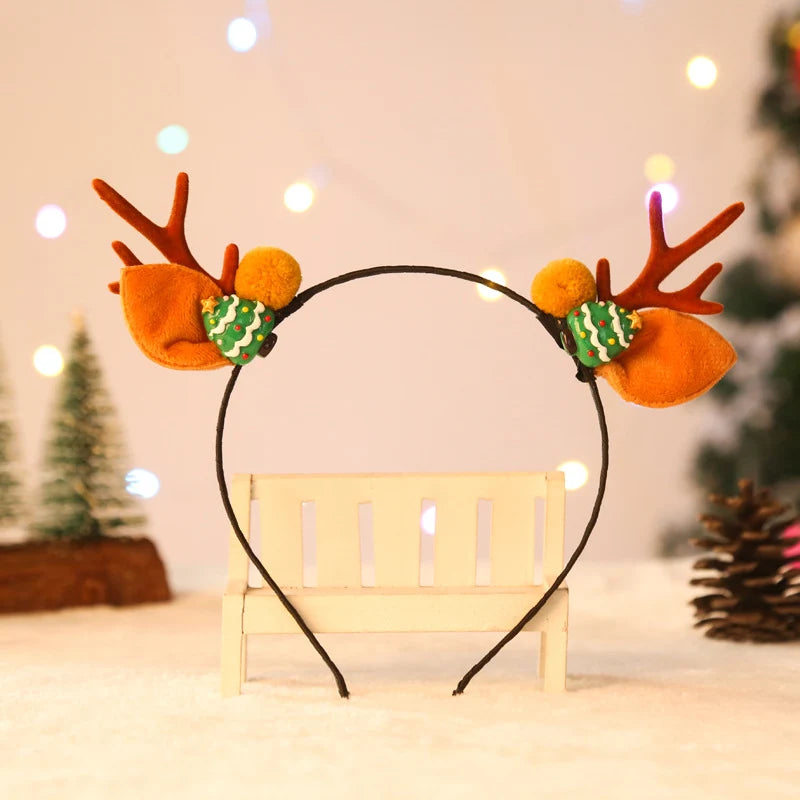 Christmas Hat Reindeer Antlers & Pom-Poms Soft Plush