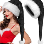 Christmas Hat Soft Fleece Plush Trim & Pom-Pom