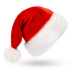Christmas Hat Soft Plush White Fur Trim